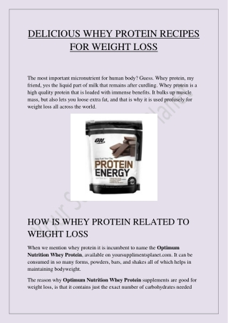 Delicious Whey protein recipes for weight loss