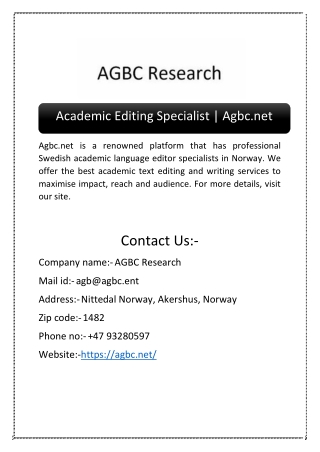 Academic Editing Specialist | Agbc.net