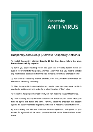 Kaspersky.com/Setup | Activate Kaspersky Antivirus