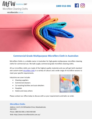 Commercial-Grade Multipurpose Microfibre Cloth in Australian