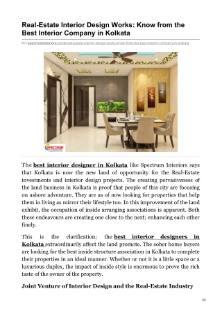 Real-Estate Interior Design Works: Know from the Best Interior Company in Kolkata