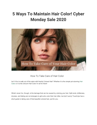 5 Ways To Maintain Hair Color! Cyber Monday Sale 2020