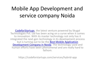 Mobile App Development and service company Noida
