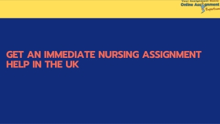 Get an immediate nursing assignment help in the UK