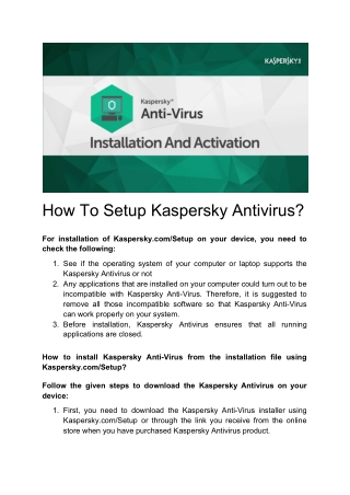 How to Setup Kaspersky Antivirus?
