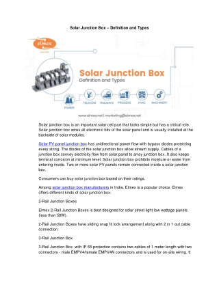 Solar Junction Box – Definition and Types
