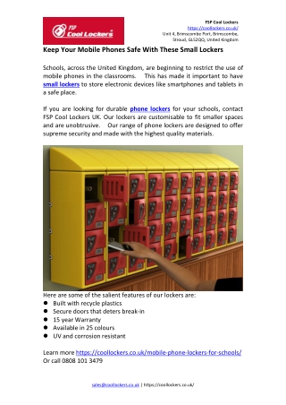 Keep Your Mobile Phones Safe With These Small Lockers
