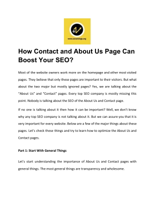 How Contact and About Us Page Can Boost Your SEO?
