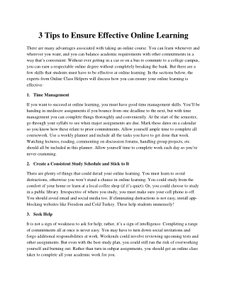 3 Tips to Ensure Effective Online Learning