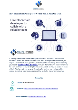 Hire Blockchain Developer to Collab with a Reliable Team