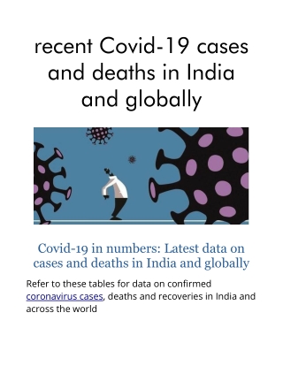 Recent covid 19 cases and deaths in india and globally