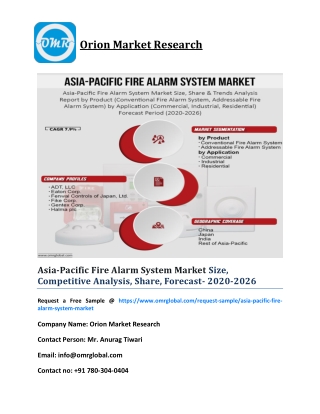 Asia-Pacific Fire Alarm System Market Size, Competitive Analysis, Share, Forecast- 2020-2026