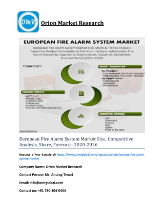 European Fire Alarm System Market Size, Competitive Analysis, Share, Forecast- 2020-2026