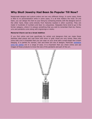 Why Skull Jewelry Had Been So Popular Till Now?