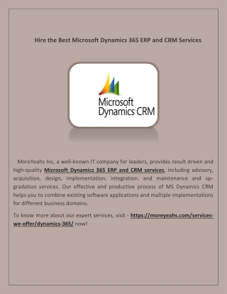Hire the Best Microsoft Dynamics 365 ERP and CRM Services