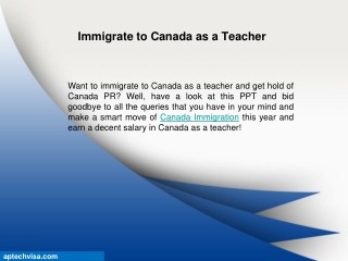 Immigrate to Canada as a Teacher