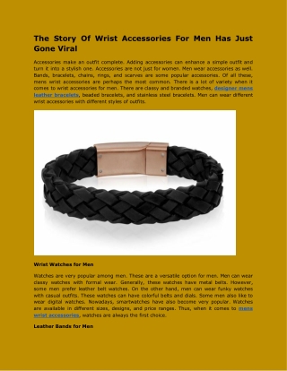 The Story Of Wrist Accessories For Men Has Just Gone Viral