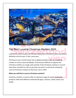 The Best Lucerne Christmas Markets 2020