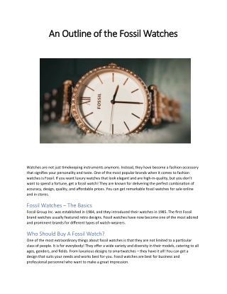 An Outline of the Fossil Watches