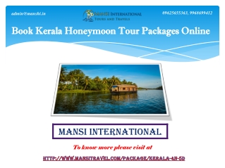 Book Kerala Honeymoon Tour Packages Online