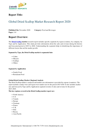 Dried Scallop Market Research Report 2020