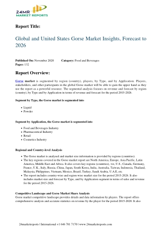 Gorse Market Insights, Forecast to 2026