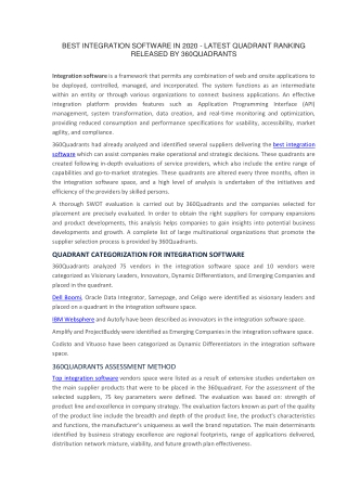 Best Integration Software In 2020 - Latest Quadrant Ranking Released By 360quadrants