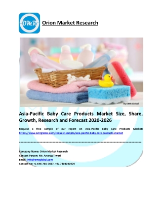 Asia-Pacific Baby Care Products Market Growth, Size, Share and Forecast 2020-2026