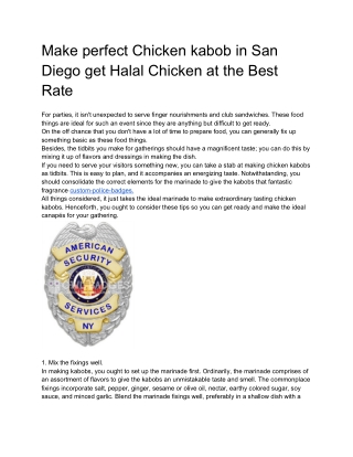 Make perfect Chicken kabob in San Diego get Halal Chicken at the Best Rate