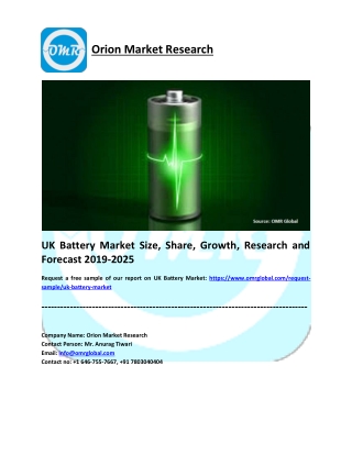 UK Battery Market Share, Trends, Size, Research and Forecast 2019-2025