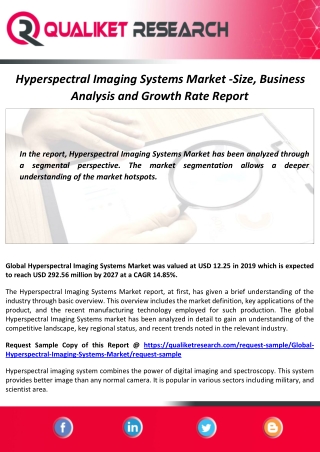 Hyperspectral Imaging Systems Market Size, Growth and Forecast Report to 2027