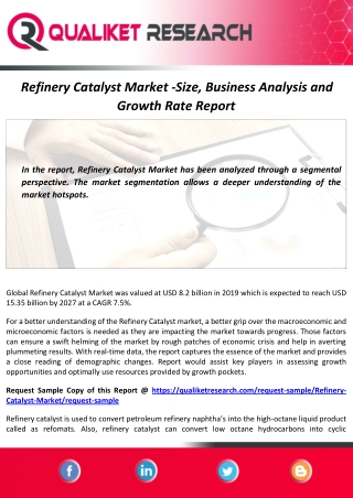 Refinery Catalyst Market Size, Demand, Industry Analysis and Forecast Report