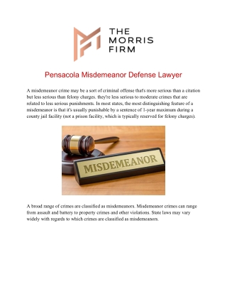 Pensacola Misdemeanor Defense Lawyer
