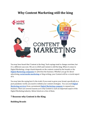 Why Content Marketing Still the King | Digital Marketing Company