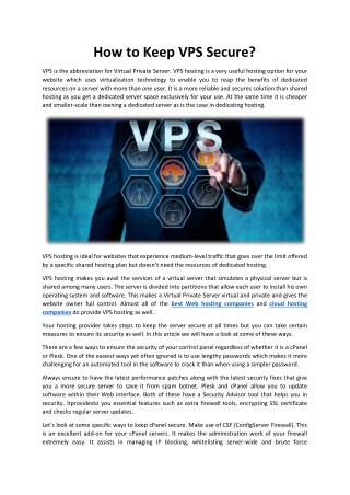 How to Keep VPS Secure?