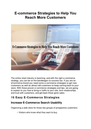 E-commerce Strategies to Help You Reach More Customers