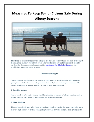 Elderly Citizens Secure During Allergy Seasons