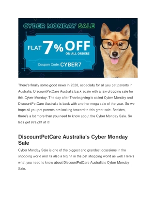 Cyber Monday Sale on Discountpetcare Australia | Best Offers | Pet Supplies