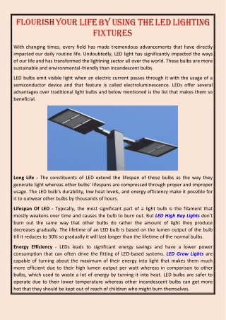 Flourish Your Life By Using The Led Lighting Fixtures