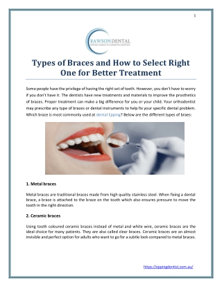 Types of Braces and How to Select Right One for Better Treatment