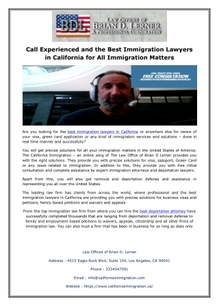 Call Experienced and the Best Immigration Lawyers in California for All Immigration Matters