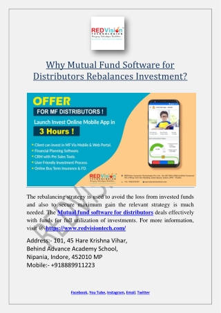 Why Mutual Fund Software for Distributors Rebalances Investment?