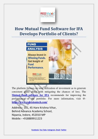 How Mutual Fund Software for IFA Develops Portfolio of Clients?