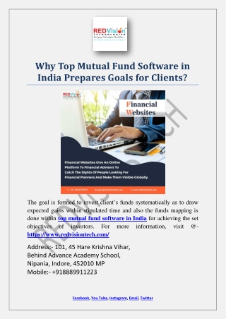 Why Top Mutual Fund Software in India Prepares Goals for Clients?