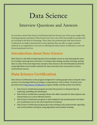 Important Data Science Interview Questions and Answers