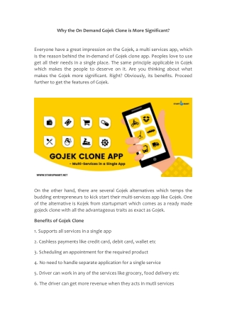 Why the on demand gojek clone is more significant?