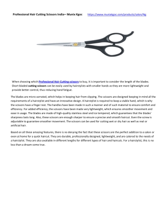 Professional Hair Cutting Scissors India– Munix Kgoc