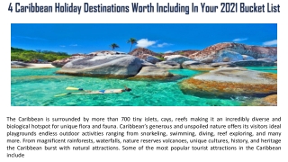 4 Caribbean Holiday Destinations Worth Including In Your 2021 Bucket List