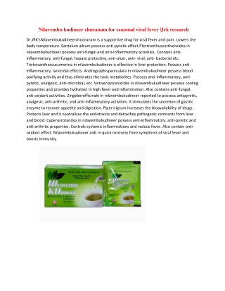 Nilavembu kudineer churanam for seasonal viral fever |Jrk research