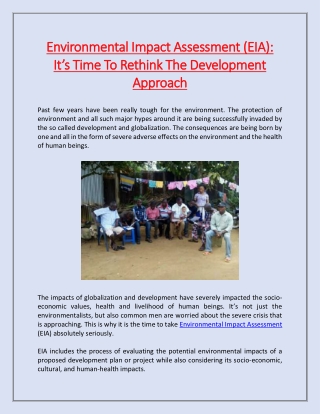 Environmental Impact Assessment (EIA): It’s Time To Rethink The Development Approach